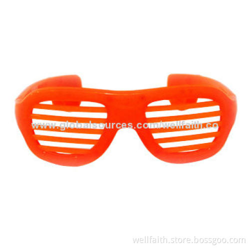 Shutter-shaped LED Glow Sunglasses for Graduation Parties, Made of PC Material